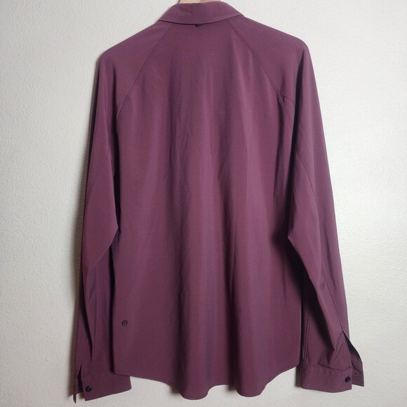 Lululemon Shirt Mens Large Purple Stripe Long Sleeve Button Up Stretch Casual - Picture 5 of 8